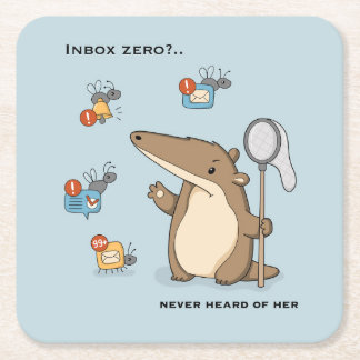Funny Anteater Notification Hunter Illustration Square Paper Coaster