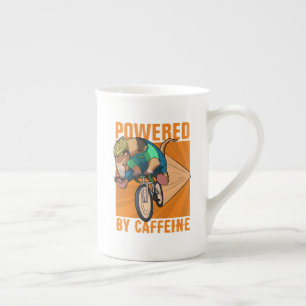 Funny Anteater Powered By Caffeine Cyclist Cartoon Bone China Mug