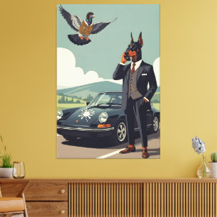 Funny anthropomorphic Doberman Pinscher dog Canvas Print