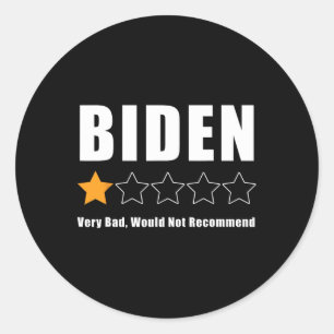 Funny Anti Biden Pro Trump 1 Star Rating Election Classic Round Sticker