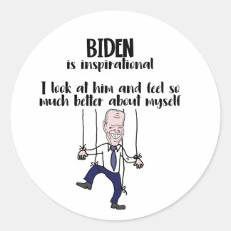 Funny anti Biden Puppet Inspirational Satire Classic Round Sticker
