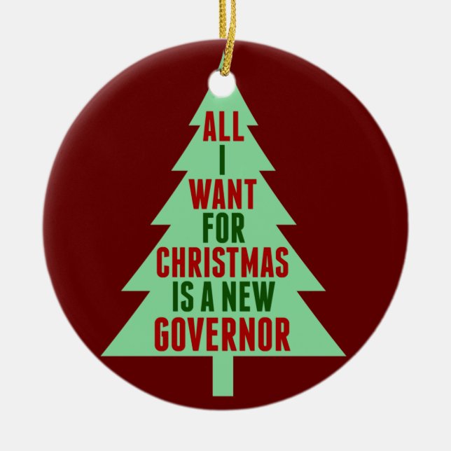 Funny Anti Governor Abbott Christmas Tree Ceramic Ornament (Front)