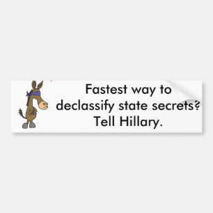 Funny Anti Hillary State Secrets Cartoon Bumper Sticker