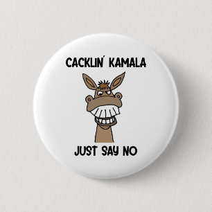 Funny Anti Kamala Harris Laughing Donkey 2 Inch Round Button