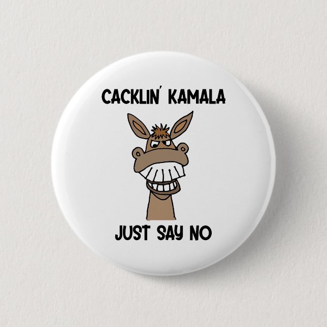 Funny Anti Kamala Harris Laughing Donkey  2 Inch Round Button (Front)