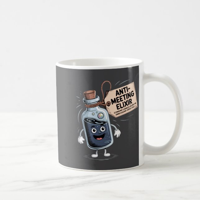 Funny Anti Meeting Elixir Retro Cartoon Office H  Coffee Mug (Right)