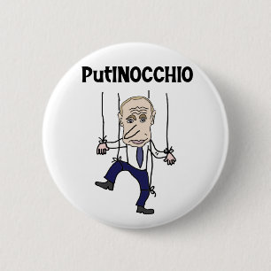 Funny Anti Putin and Russia Putinocchio Pun 2 Inch Round Button