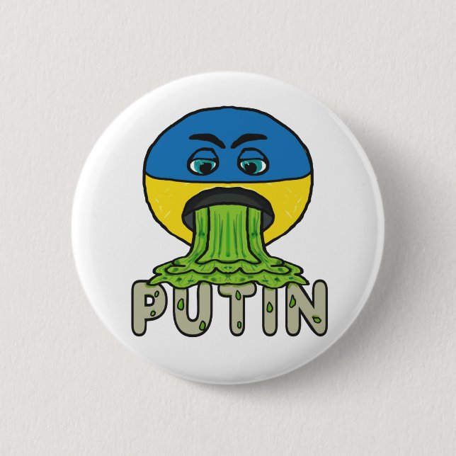 Funny Anti Putin Vomit Emoji 2 Inch Round Button (Front)