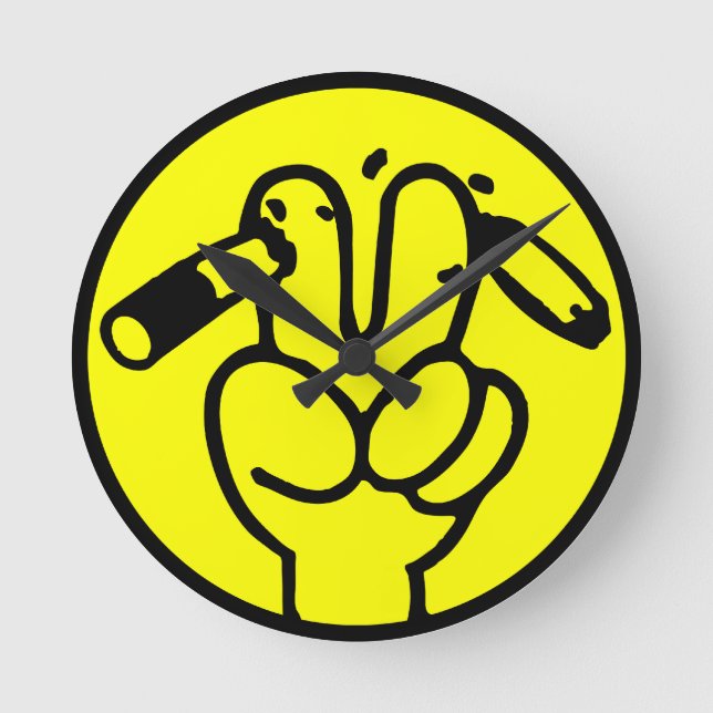 Funny Anti Smoking ⚠ Thai Sign ⚠ Round Clock (Front)