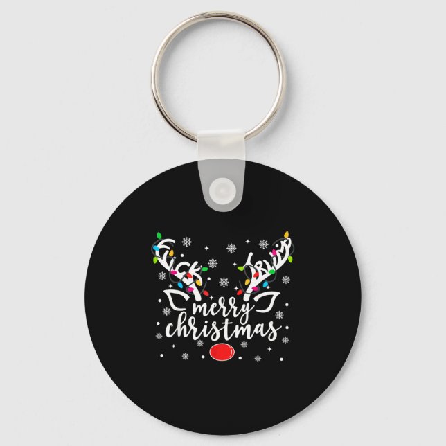Funny Anti Trump Christmas Reindeer Funny Feminist Keychain (Front)