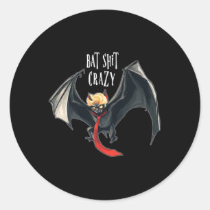 Funny Anti-trump Halloween Bat Crazy Classic Round Sticker