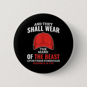Funny Anti Trump Mark Of The Beast Red Hat 2 Inch Round Button