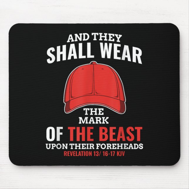 Funny Anti Trump Mark Of The Beast Red Hat Mouse Pad (Front)