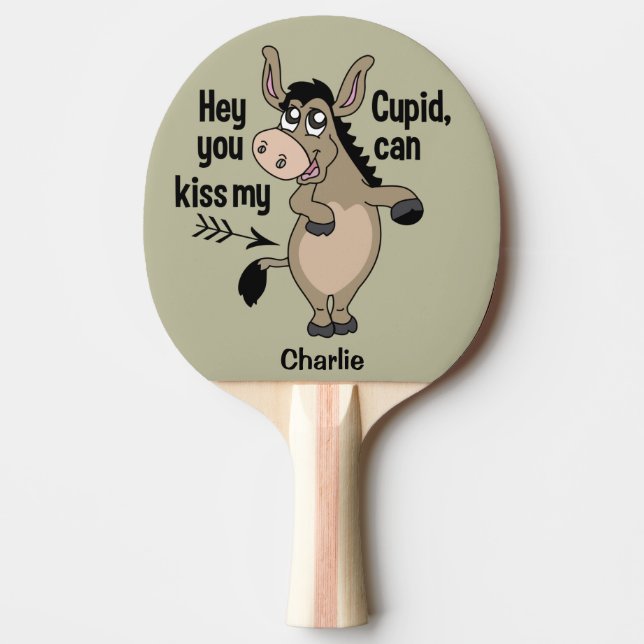 Funny Anti-Valentine Donkey ping pong paddle (Front)