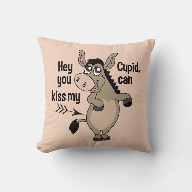 Funny Anti-Valentine Donkey throw pillow (Front)