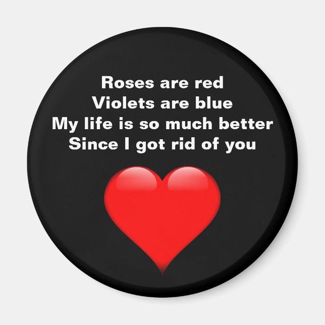 Funny Anti Valentines Day Poem Red Heart Magnet (Front)