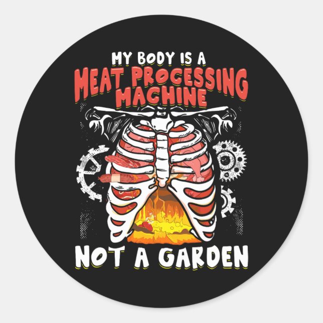 Funny Anti Vegan Meat Eater Funny Meat Lover Bbq C Classic Round Sticker (Front)