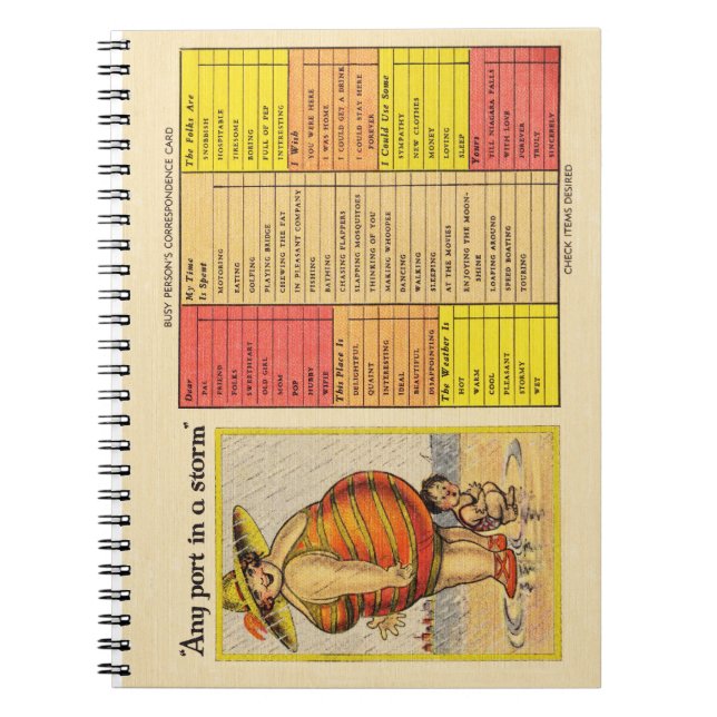 Funny Antique Couple on Beach Oddity Notebook (Front)