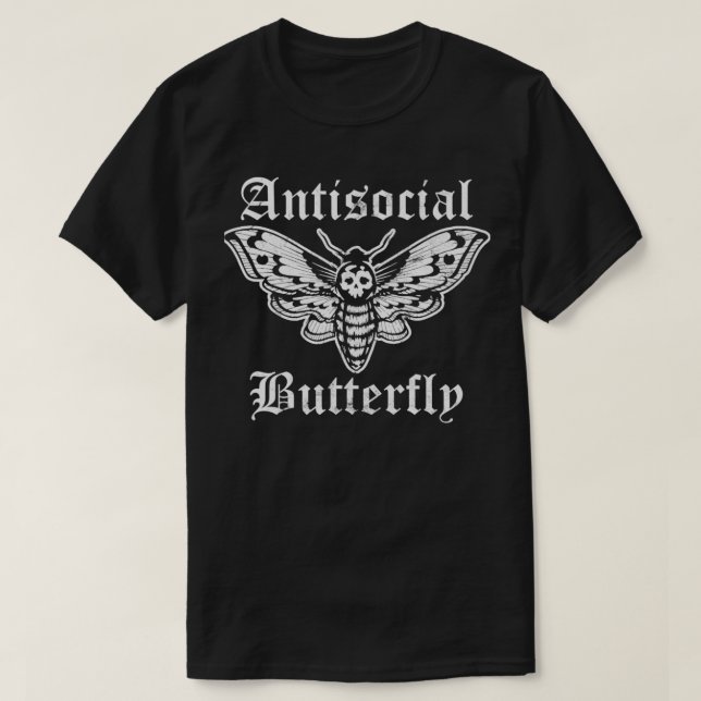 Funny Antisocial Butterfly Introvert Distressed De T-Shirt (Design Front)