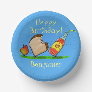 Funny ants picnic cartoon illustration paper plate