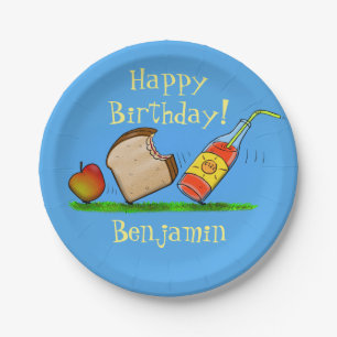 Funny ants picnic cartoon illustration paper plate