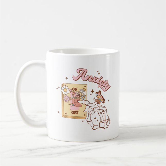 Funny Anxiety On Off Switch Mental Awareness Coffee Mug (Left)
