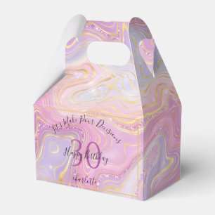 Funny Any Age Pink Gold Glitter Agate Geode Favor Box