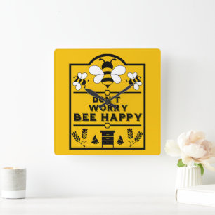 Funny Apiary Honey Farmer Square Wall Clock