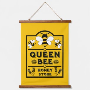 Funny Apiary Honey Queen Bee Hanging Tapestry