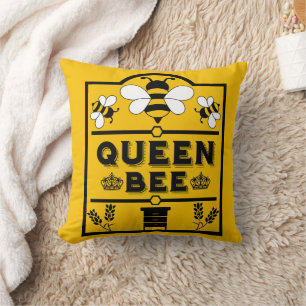 Funny Apiary Honey Queen Bee Throw Pillow