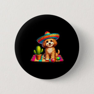 Funny Apoo Dog Smiling Cinco De Mayo Sombrero Cact 2 Inch Round Button