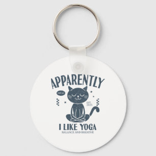 Funny Apparently, I Like Yoga Cat Namaste Keychain