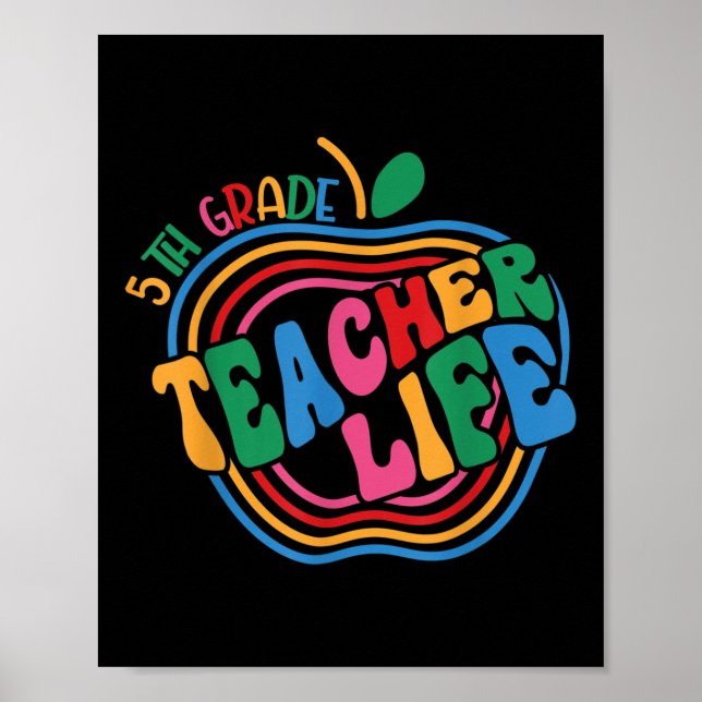 Funny Apple 5th Grade Teacher Appreciation Back To Poster (Front)
