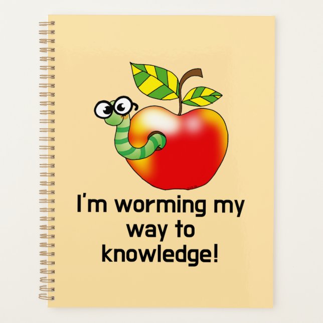 Funny apple and worm education pun art planner (Front)