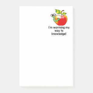 Funny apple and worm education pun art post-it notes
