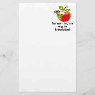 Funny apple and worm education pun art stationery