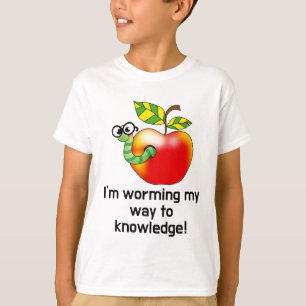 Funny apple and worm education pun art T-Shirt