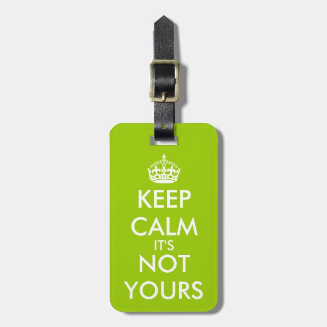Funny Apple Green Keep Calm luggage tag (Front Vertical)