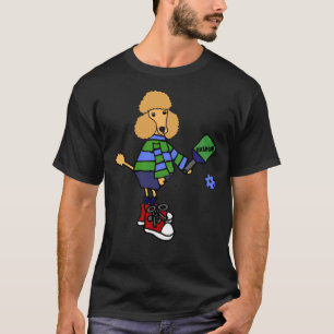 Funny Apricot Poodle Dog Playing Pickleball T-Shirt