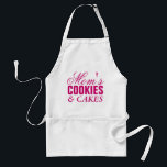 Funny apron for women | Mom's cookies & cakes<br><div class="desc">Personalizable  baking apron for women. Funny apron quote | Mom's cookies & cakes. Cute Birthday gift idea for bakers and baking enthusiasts. Make your own for mom,  wife,  aunt,  grandpa,  sister etc. Typography design for mothers day. Pink and white.</div>