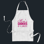 Funny apron for women | Mom's cookies & cakes<br><div class="desc">Personalizable  baking apron for women. Funny apron quote | Mom's cookies & cakes. Cute Birthday gift idea for bakers and baking enthusiasts. Make your own for mom,  wife,  aunt,  grandpa,  sister etc. Typography design for mothers day. Pink and white.</div>