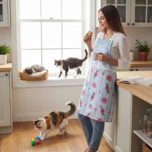 Funny Apron Personalized Cat Lover Mom Floral Paws
