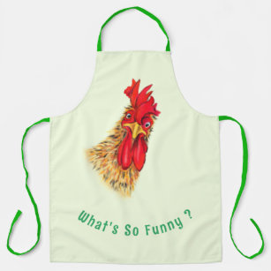 Funny Apron with Surprised Rooster - Custom Text