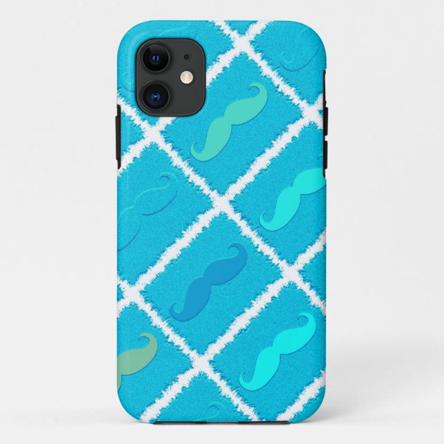 Funny Aqua Moustache Case-Mate iPhone Case (Back)