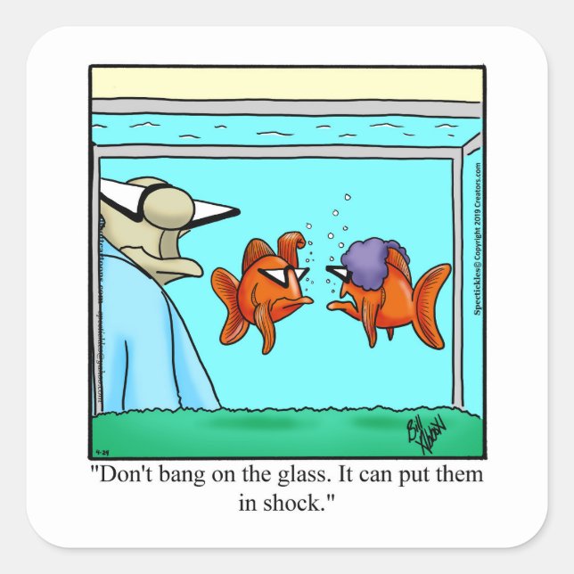 Funny Aquarium Humour Stickers (Front)