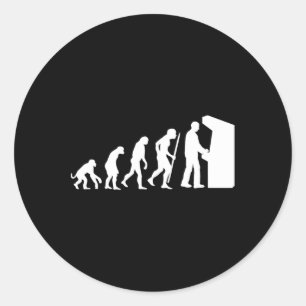 Funny Arcade Evolution Arcade Old School Video Gam Classic Round Sticker