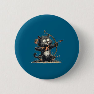 Funny Archer Cat With Bow And Arrow Graphic Costum 2 Inch Round Button
