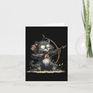Funny Archer Cat With Bow And Arrow Graphic Costum Card
