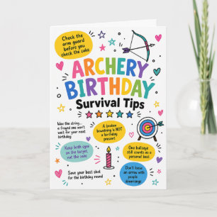 Funny Archery Birthday Survival Tips Card