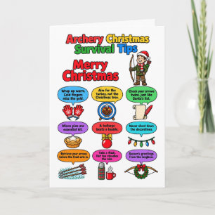 Funny Archery Christmas Survival Tips Card